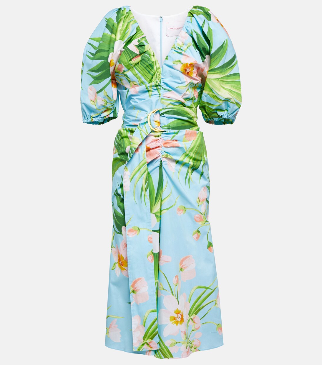Robe midi imprimée en coton mélangé | Carolina Herrera