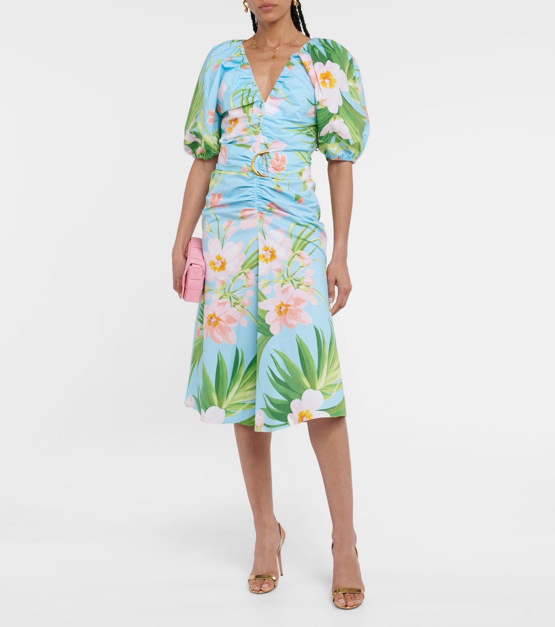 Robe midi imprimée en coton mélangé | Carolina Herrera