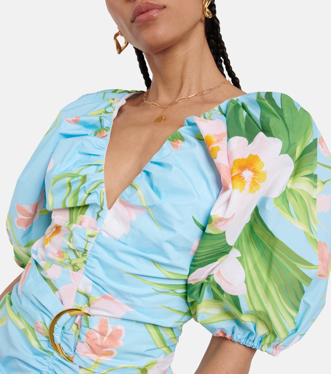 Robe midi imprimée en coton mélangé | Carolina Herrera