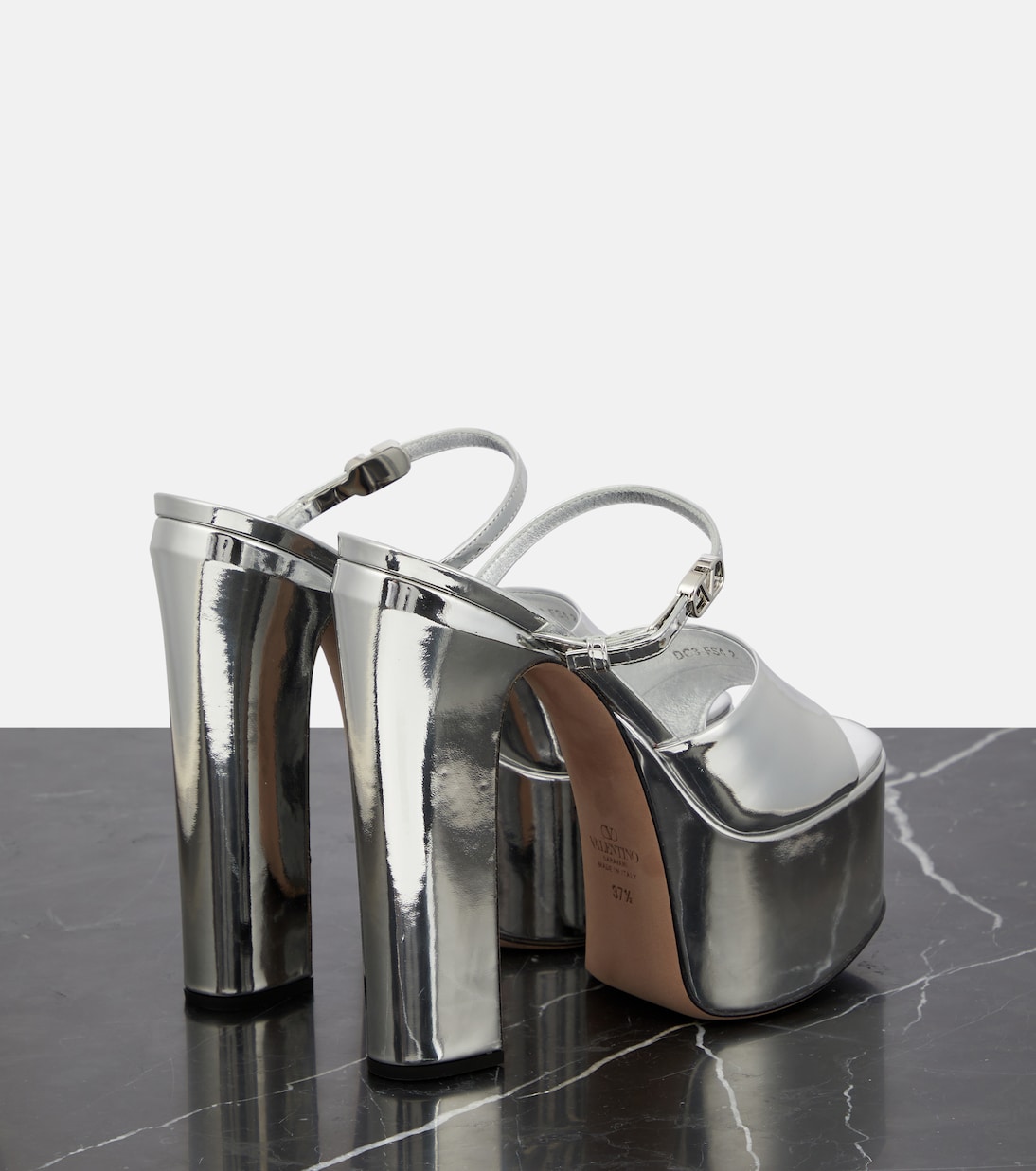 Plateausandalen Tan-Go 155 aus Metallic-Leder | Valentino Garavani