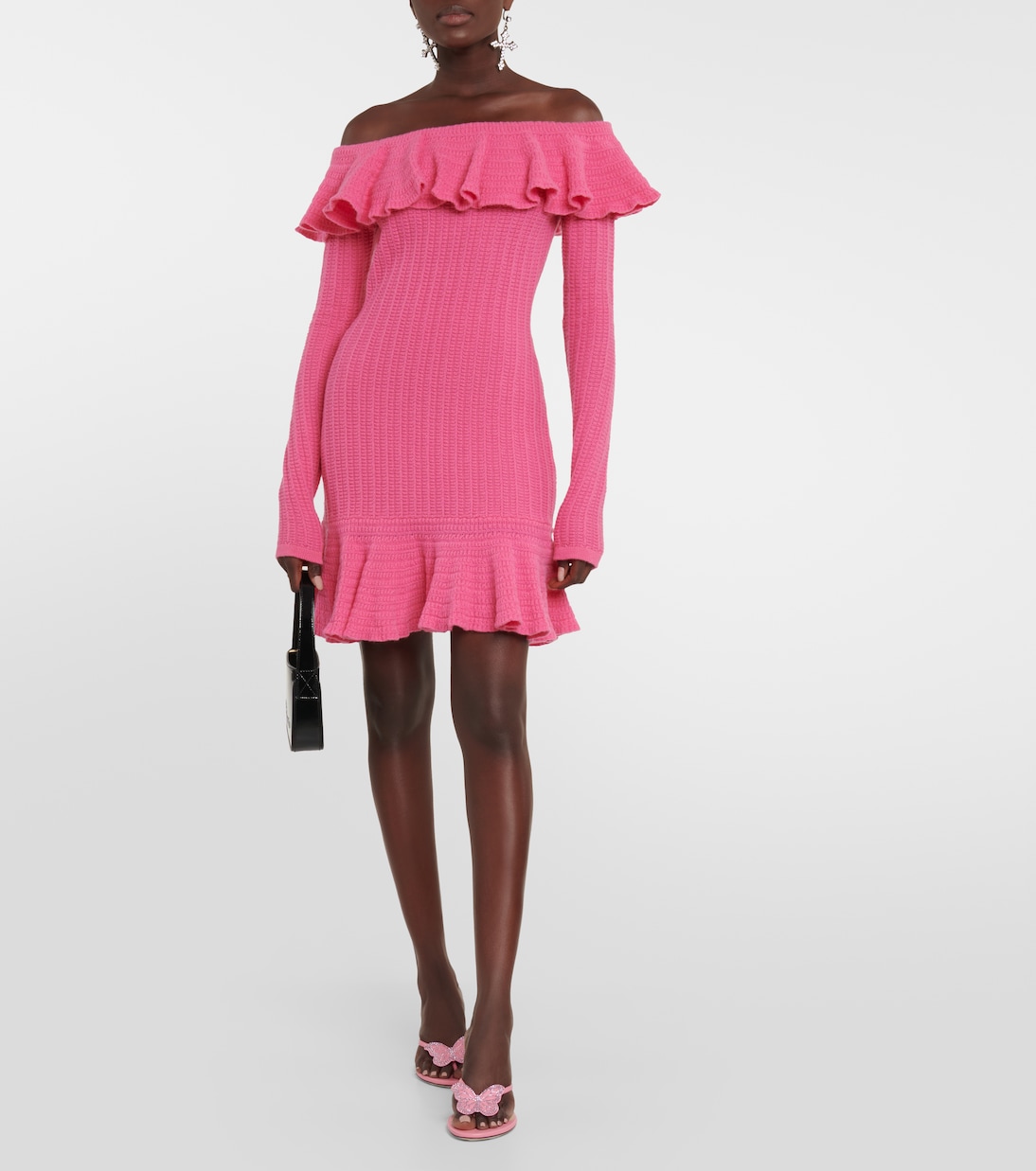 Miniabito con ruches e scollo bardot | Blumarine