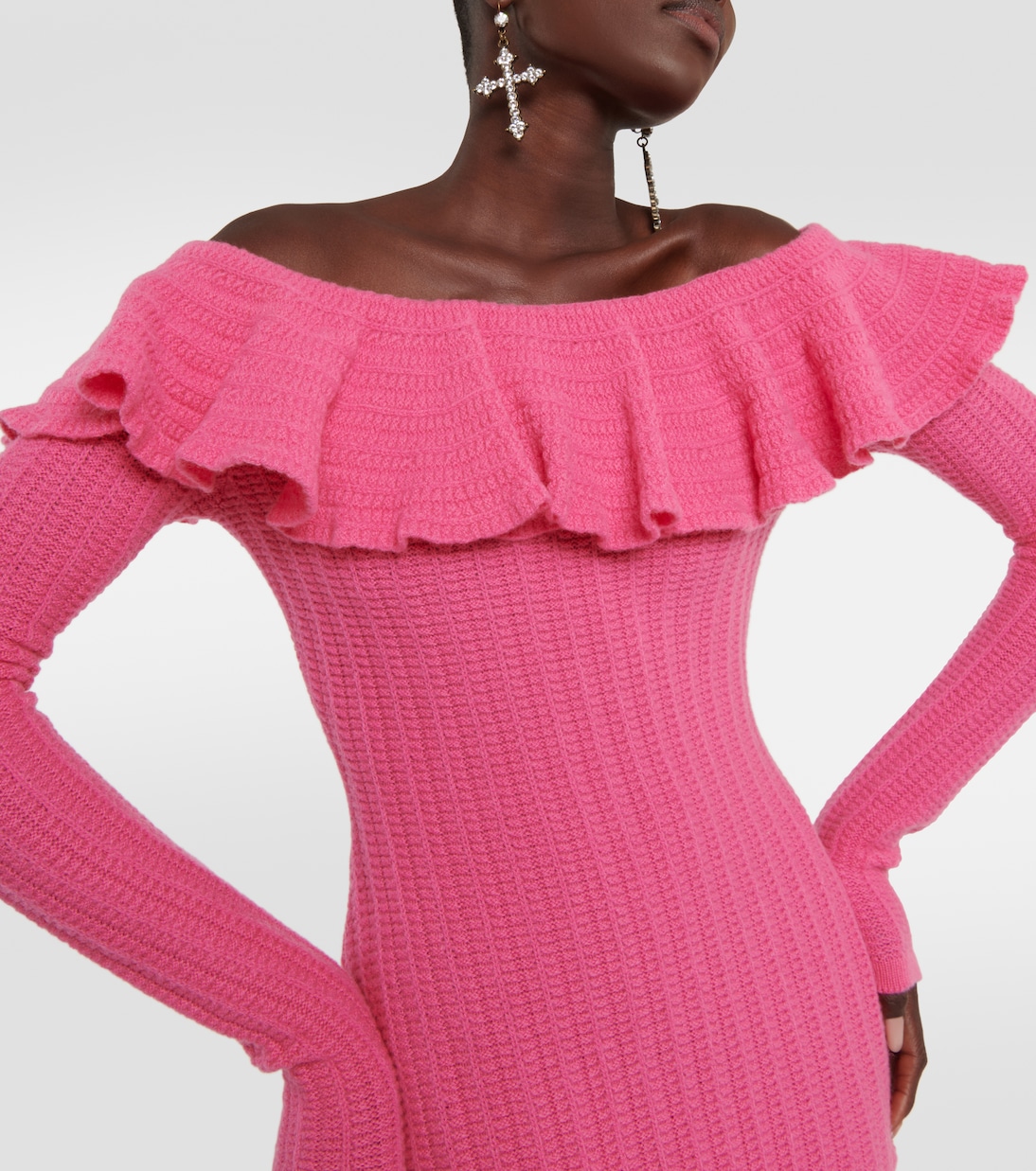 Miniabito con ruches e scollo bardot | Blumarine