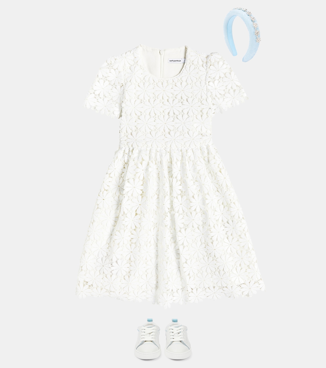 Sequined floral lace guipure dress | Self-Portrait Kids