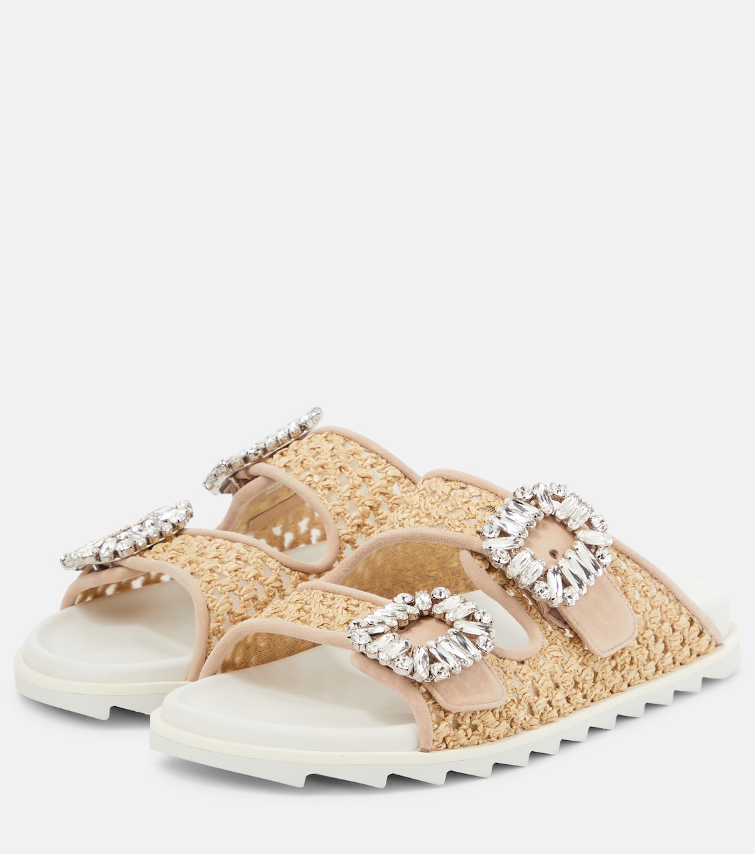 Verzierte Sandalen Slidy Viv’ aus Raffiabast | Roger Vivier