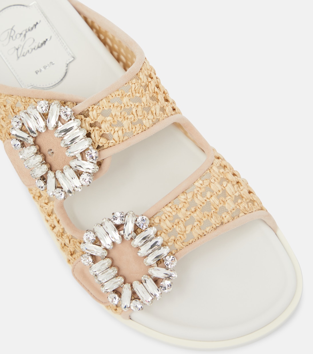 Verzierte Sandalen Slidy Viv’ aus Raffiabast | Roger Vivier