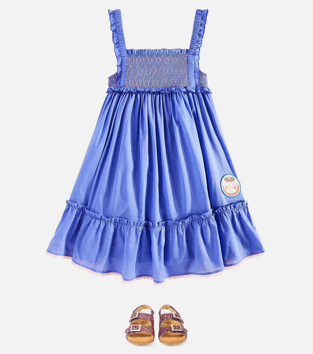 Pop embroidered shirred cotton dress | Zimmermann Kids