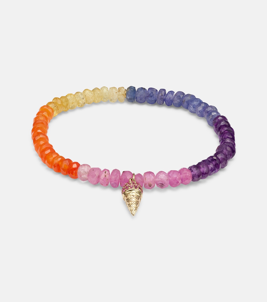 Ice Cream Cone 14kt gold charm bracelet with sapphires | Sydney Evan