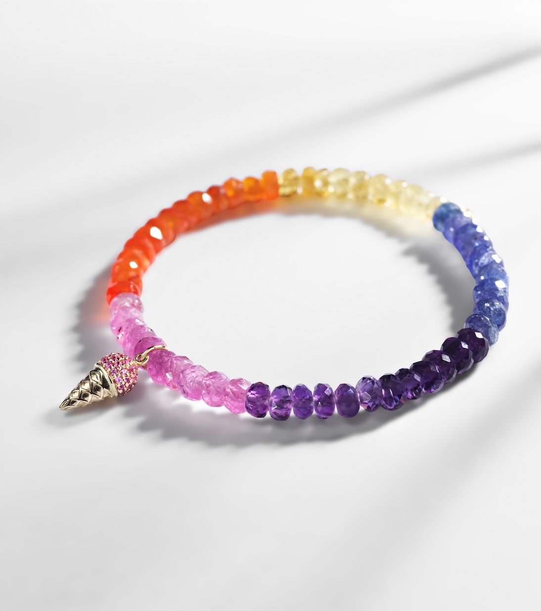 Ice Cream Cone 14kt gold charm bracelet with sapphires | Sydney Evan