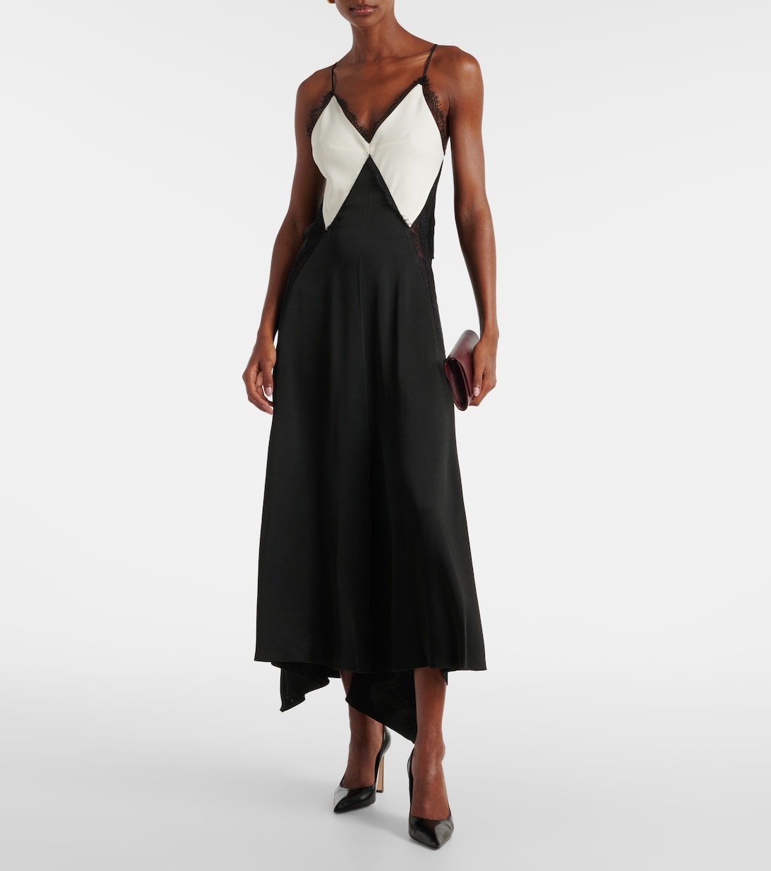 Slipdress aus Satin mit Spitze | Victoria Beckham