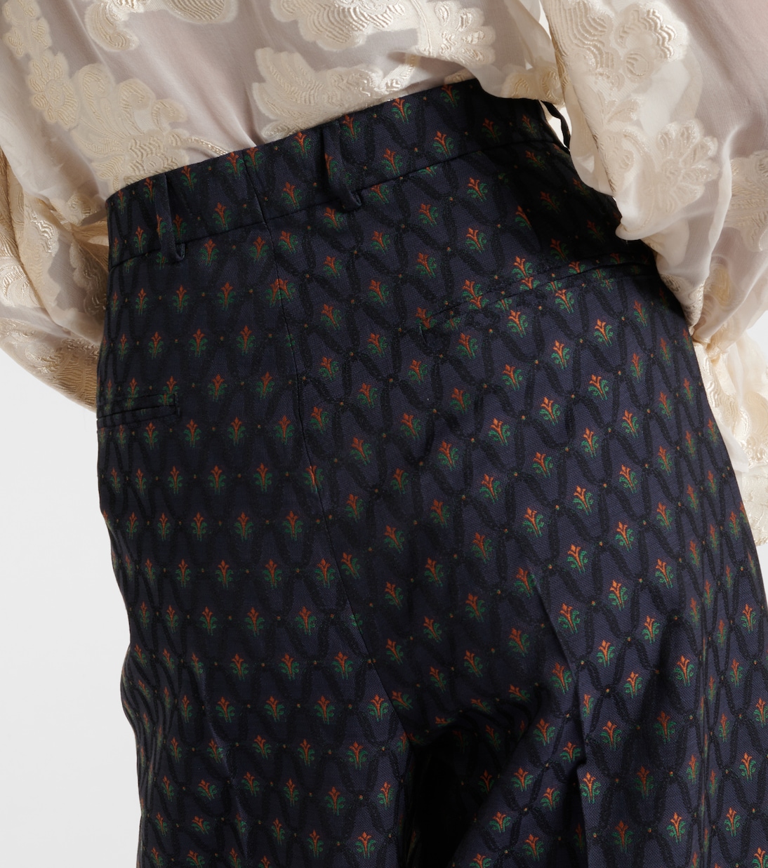 Weite High-Rise-Hose aus Wolle und Baumwolle | Etro