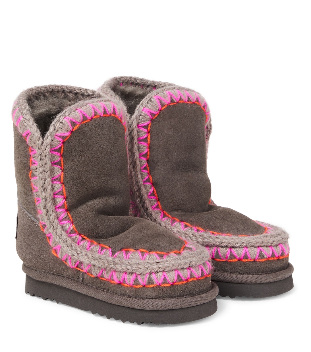 Embroidered shearling-lined suede boots | Mou Kids