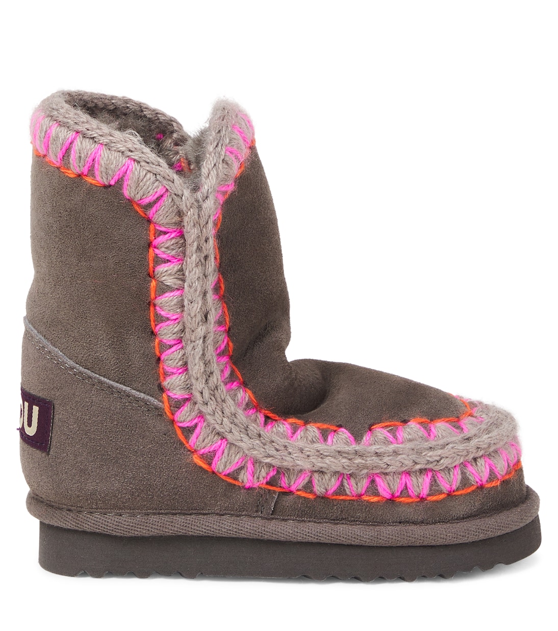 Embroidered shearling-lined suede boots | Mou Kids