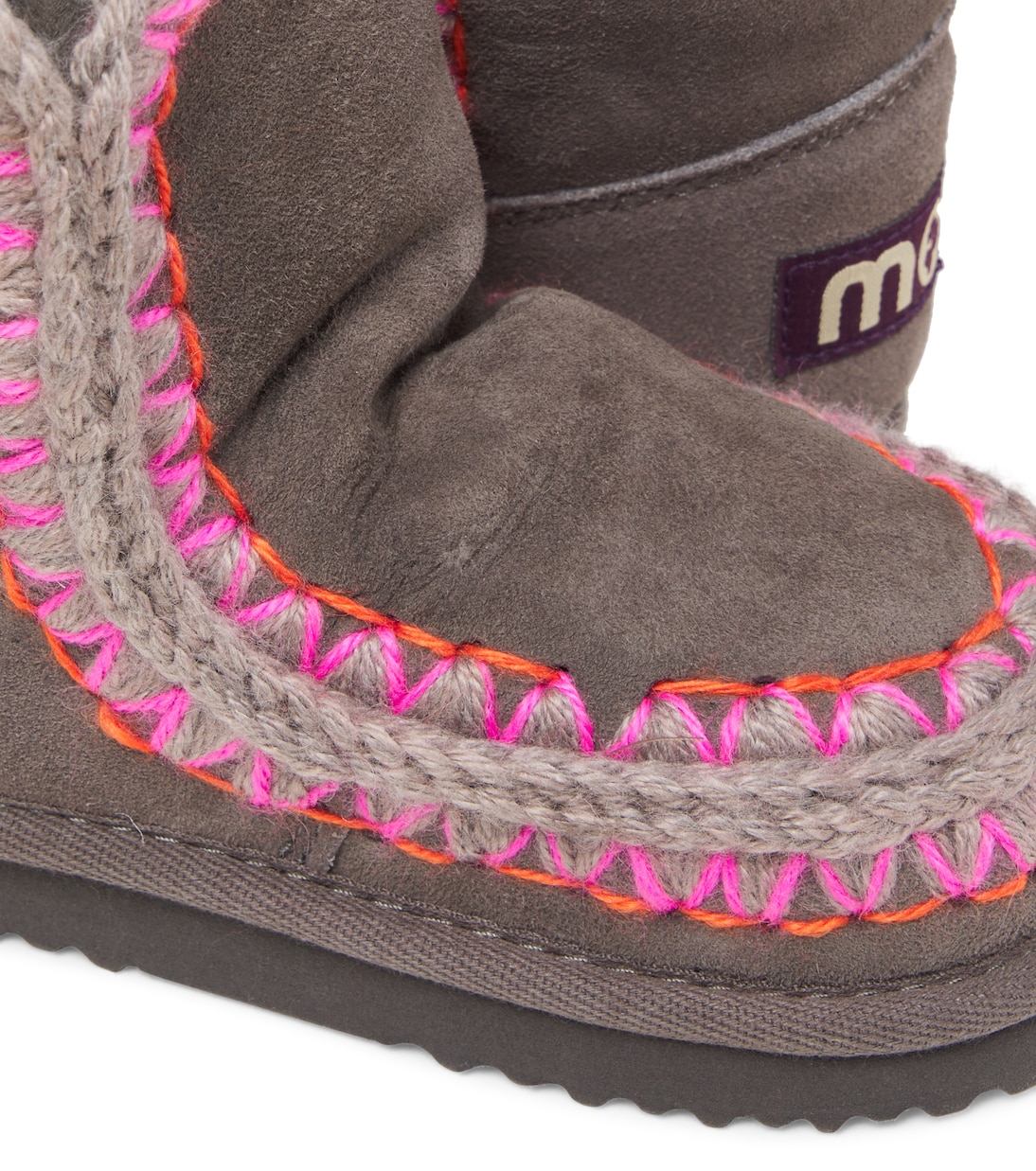 Embroidered shearling-lined suede boots | Mou Kids