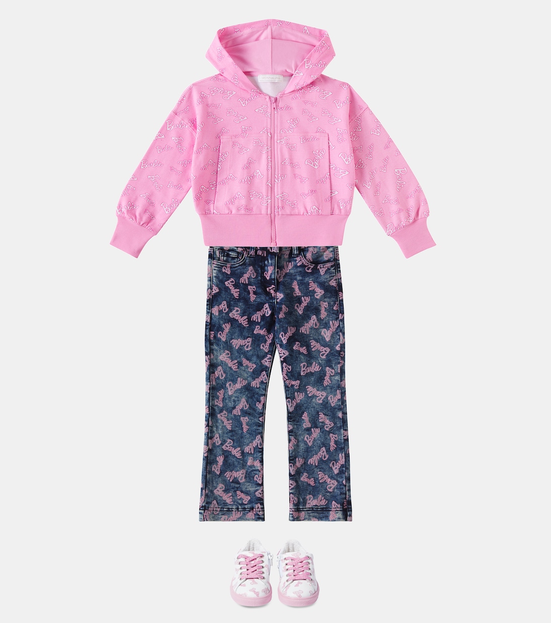 x Barbie® printed cotton-blend jersey hoodie | Monnalisa