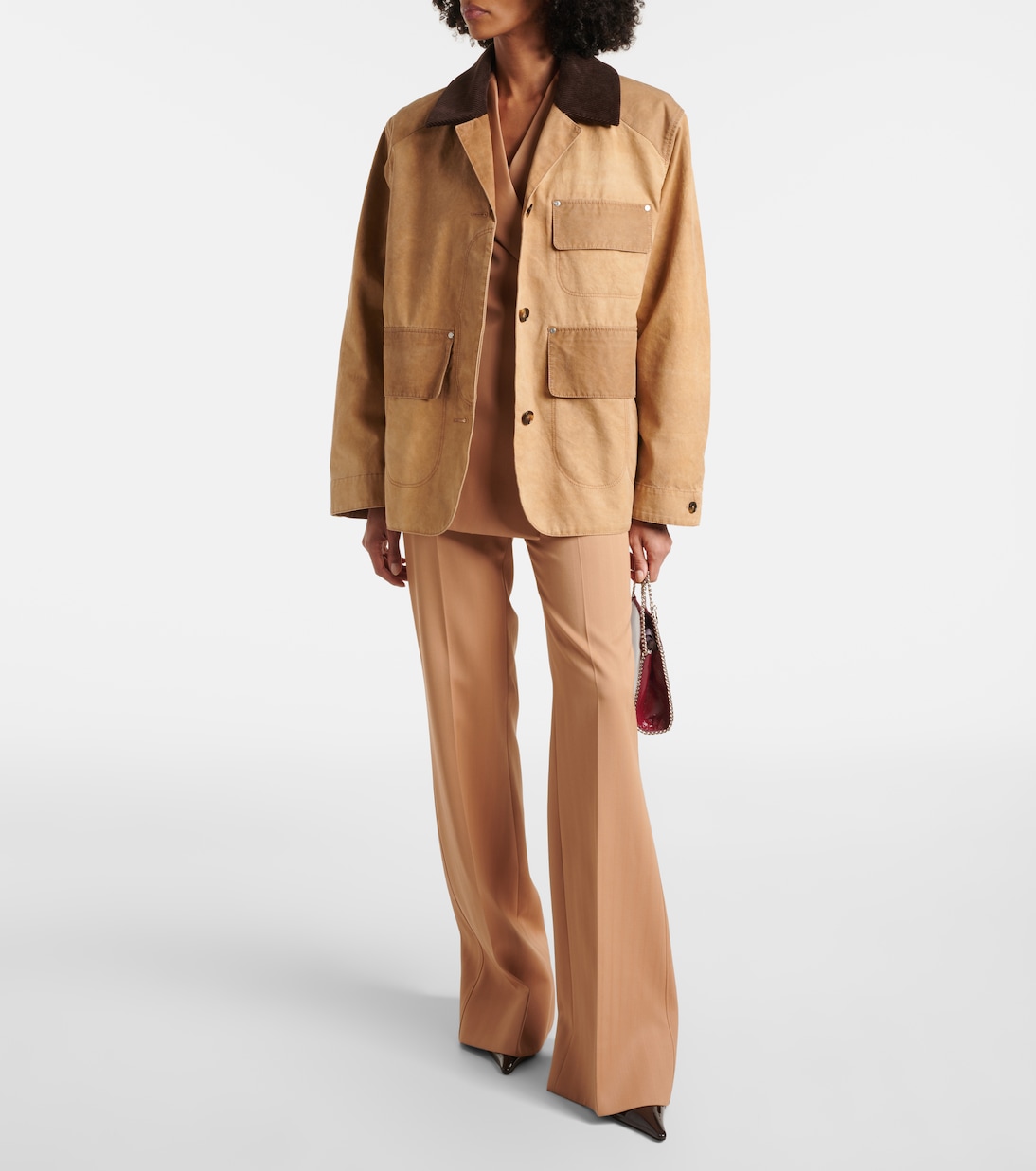 Corduroy-trimmed cotton field jacket  | Stella McCartney