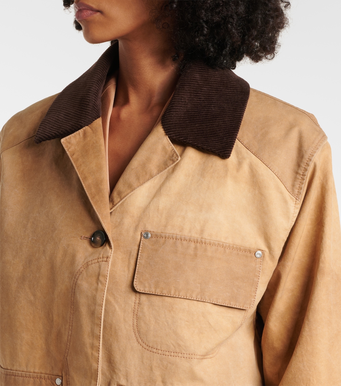 Corduroy-trimmed cotton field jacket  | Stella McCartney