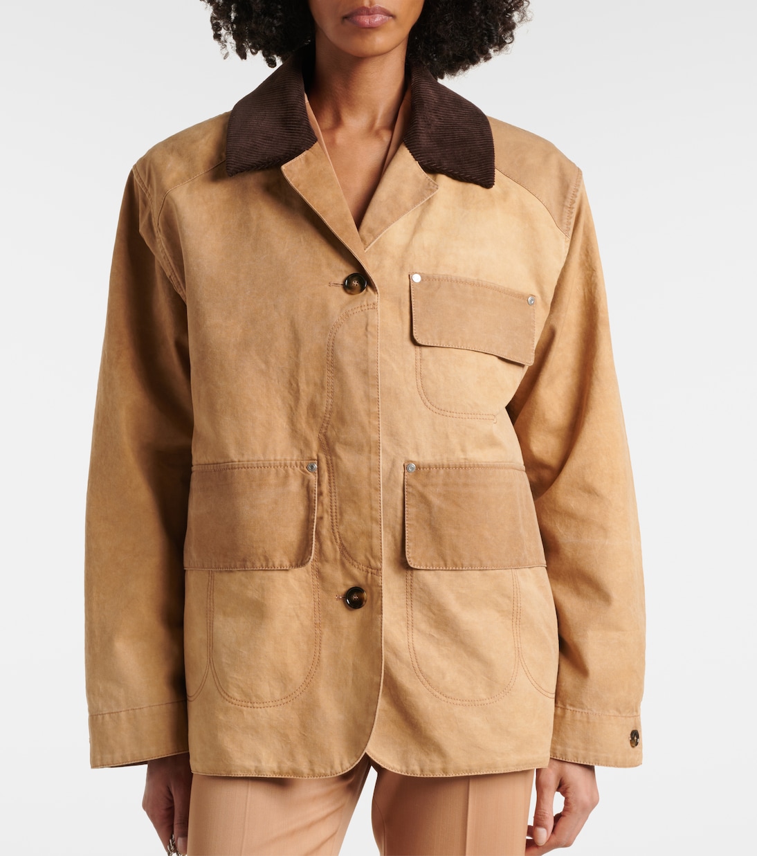 Corduroy-trimmed cotton field jacket  | Stella McCartney