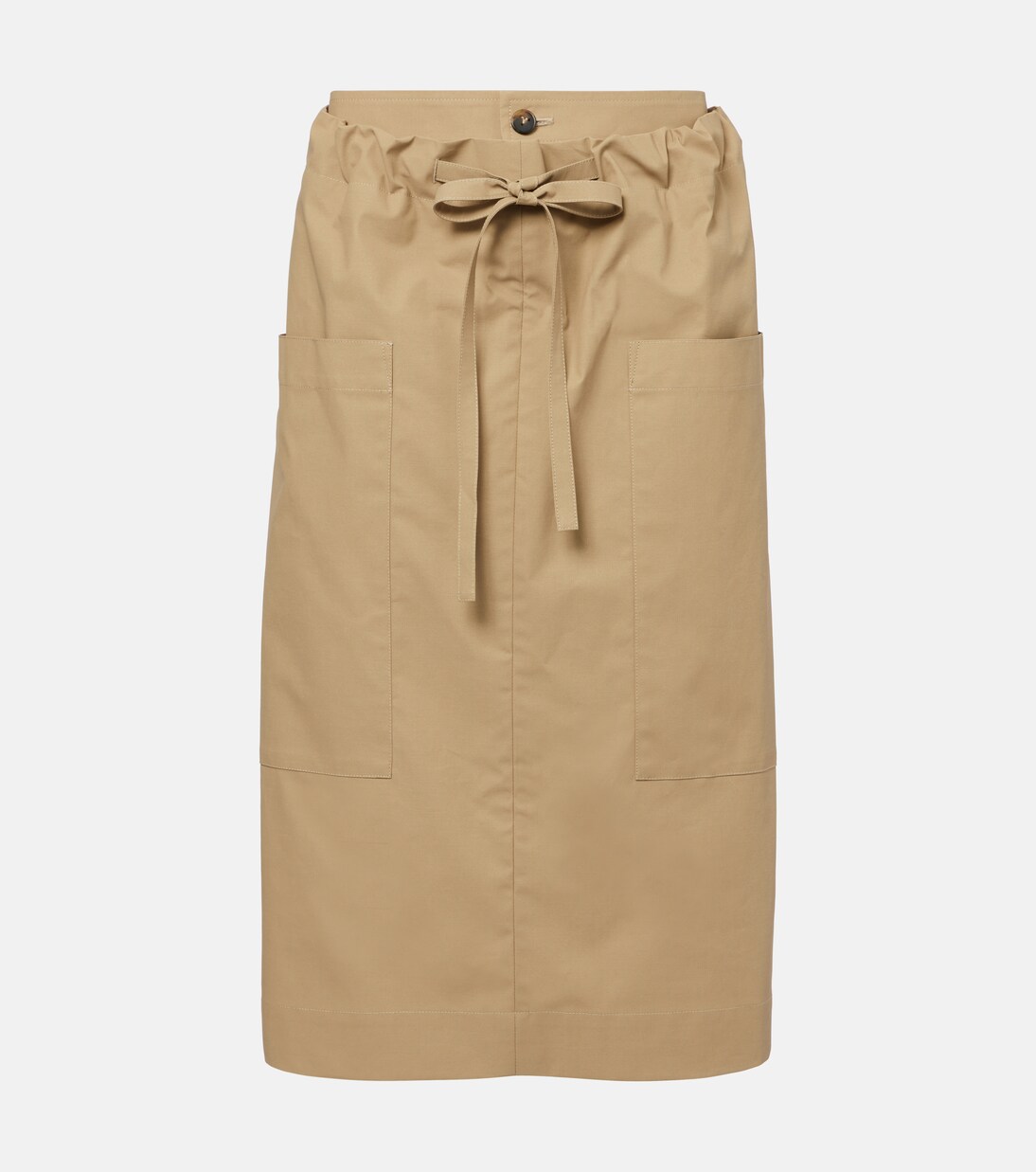 Tie-detail coated cotton midi skirt | Tod's