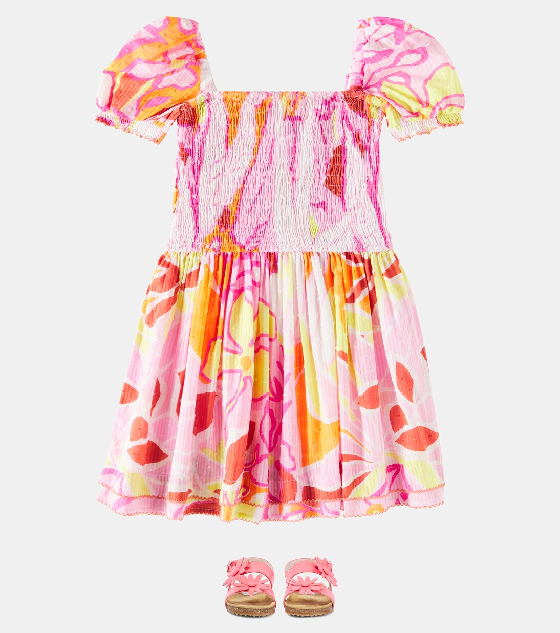 Bertha shirred cotton dress | Poupette St Barth Kids