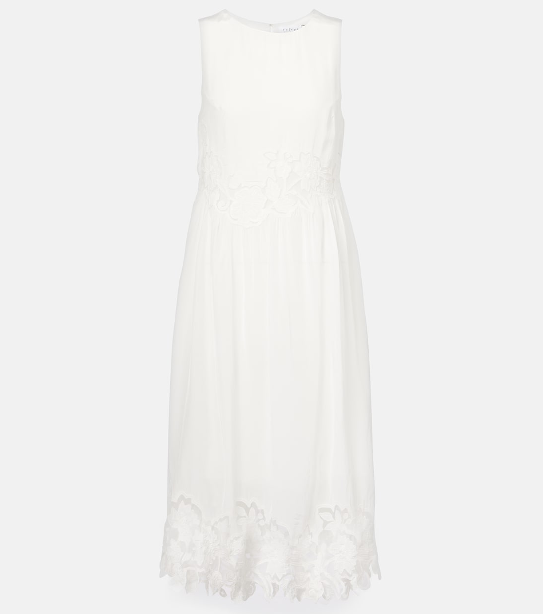 Bianca lace-trimmed midi dress | Velvet