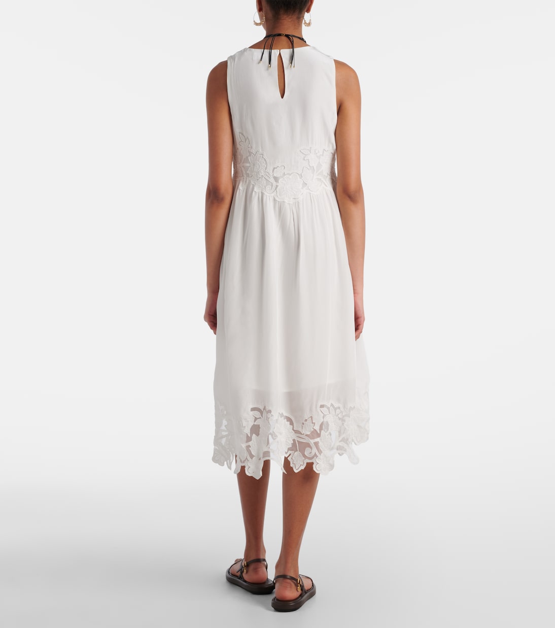 Bianca lace-trimmed midi dress | Velvet