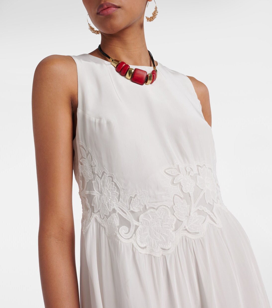 Bianca lace-trimmed midi dress | Velvet