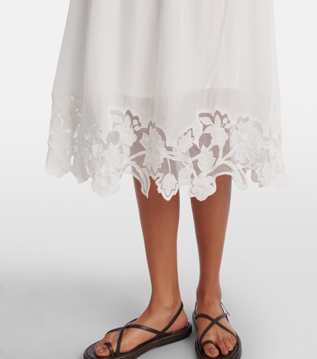 Bianca lace-trimmed midi dress | Velvet