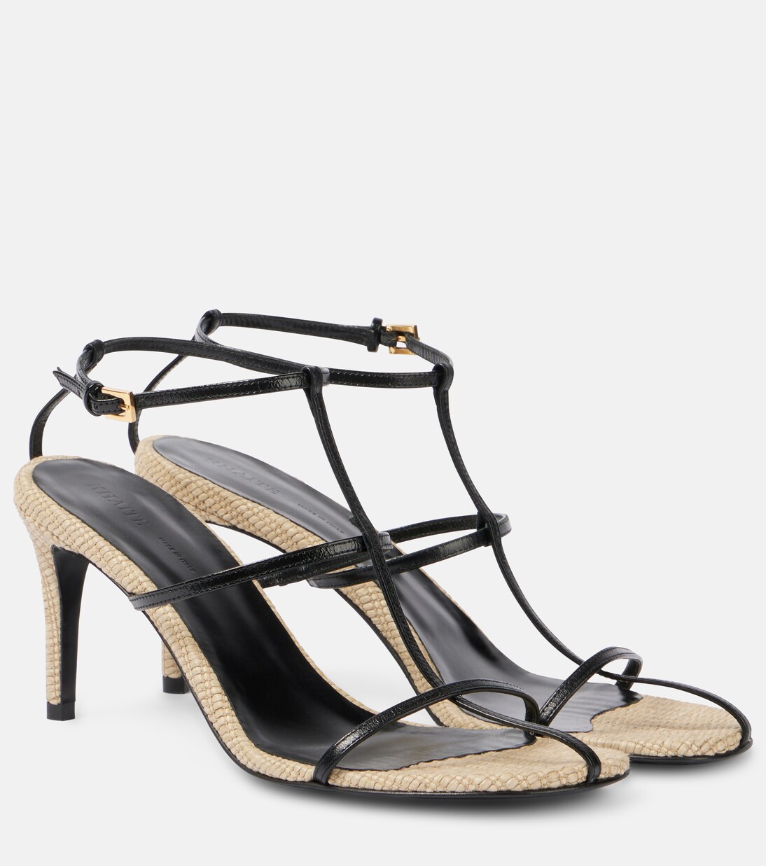 Cage 75 leather raffia-trimmed sandals | Khaite