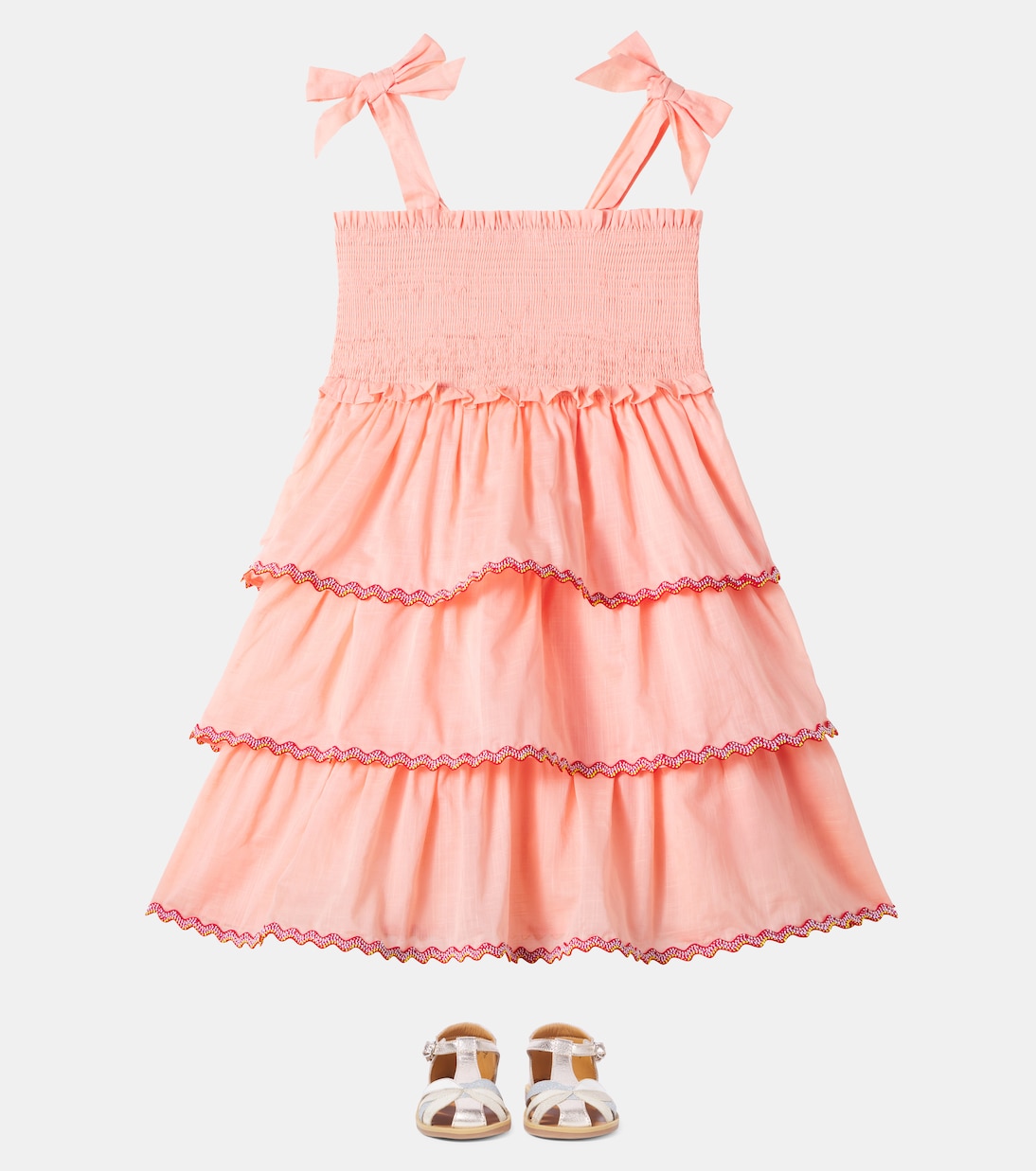 Rhiannon tiered smocked cotton dress | Zimmermann Kids