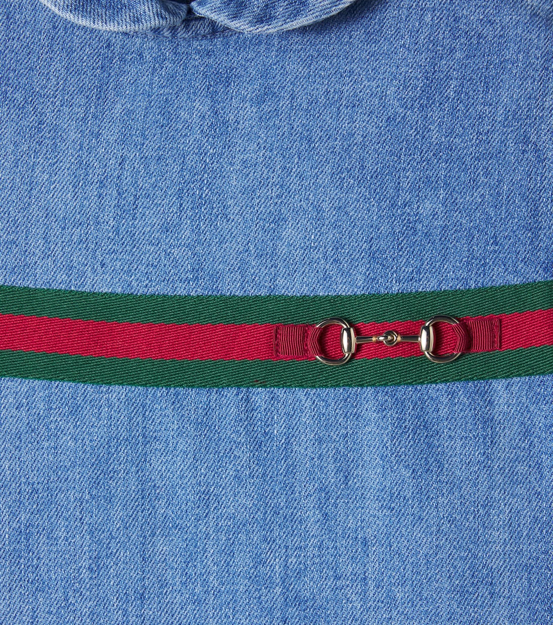 Horsebit Web Stripe denim dress | Gucci Kids