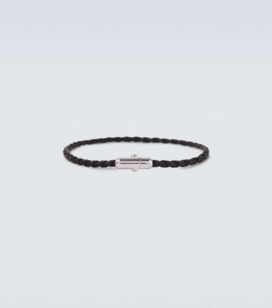Braided leather and sterling silver bracelet | Bottega Veneta