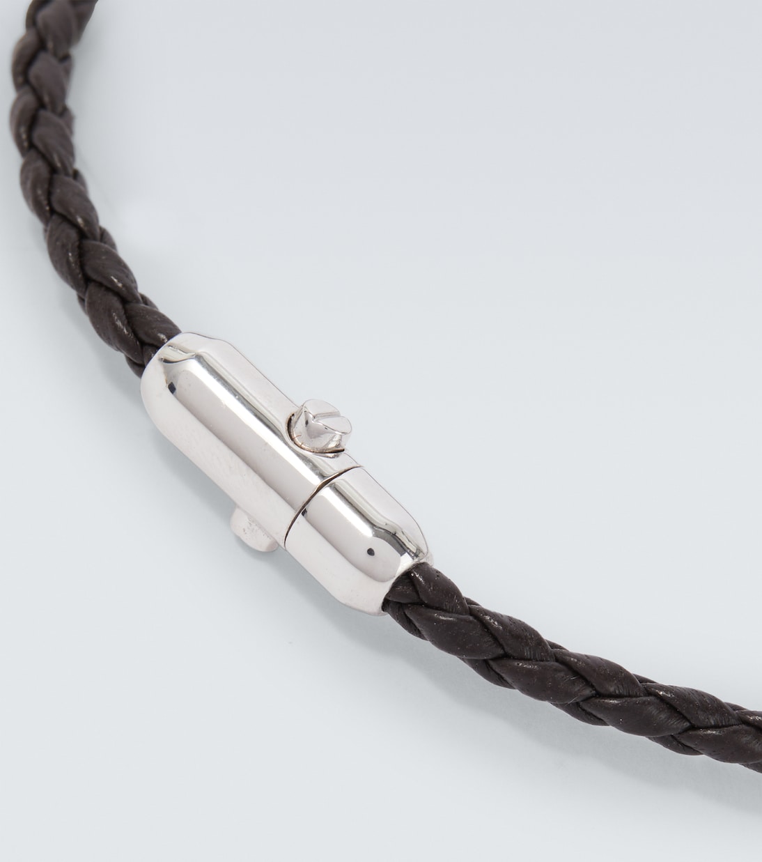 Braided leather and sterling silver bracelet | Bottega Veneta