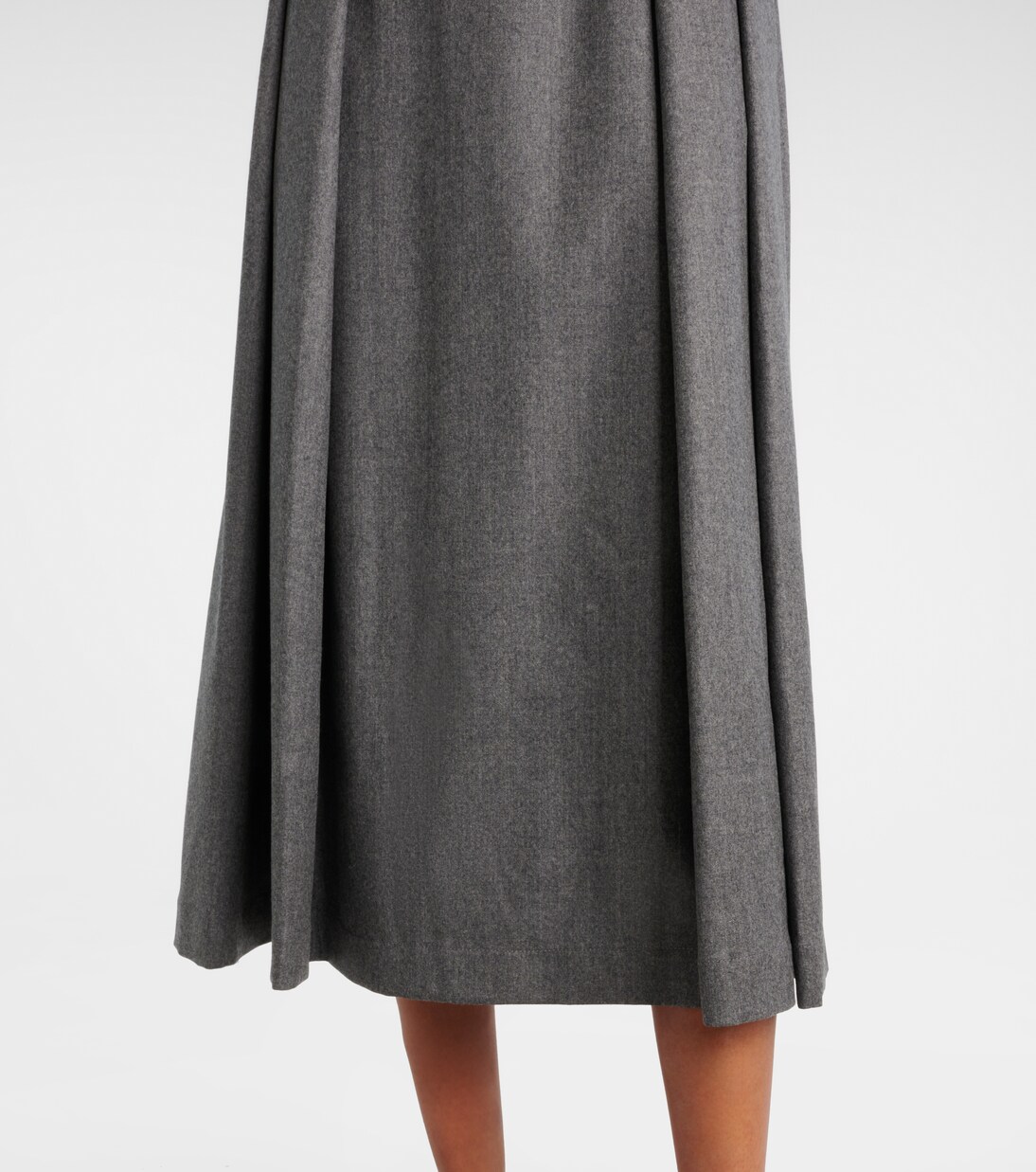 Vestido midi de lana virgen con cinturón | Brunello Cucinelli