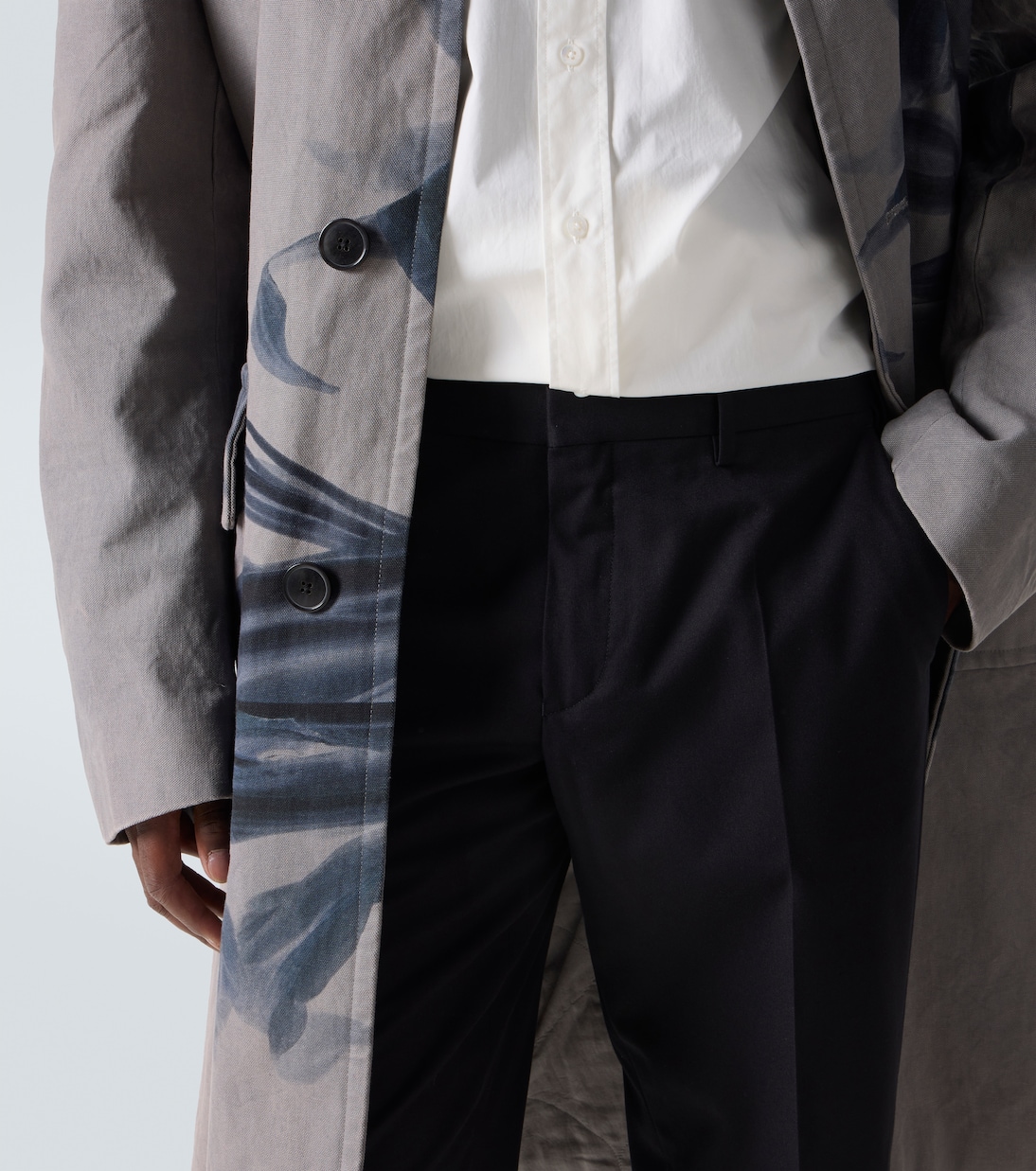 Pantalon droit en coton et laine  | Dries Van Noten