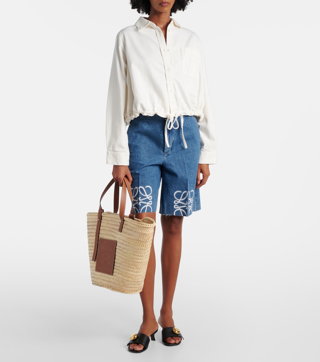 Anagram Large leather-trimmed basket bag | Loewe