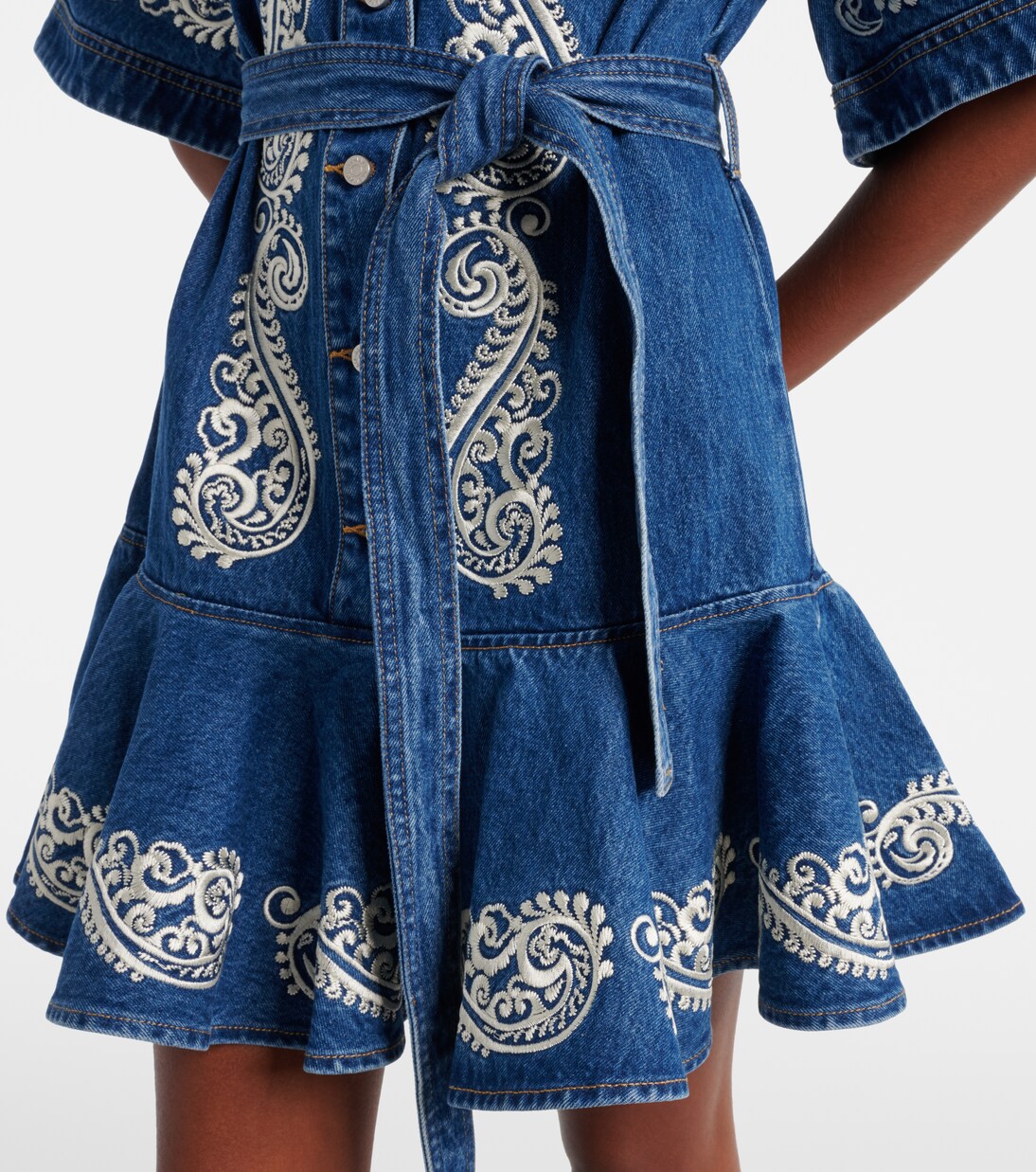 Besticktes Minikleid aus Denim | Alémais