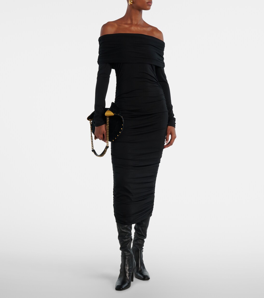 Tinette ruched off-shoulder midi dress | Veronica Beard