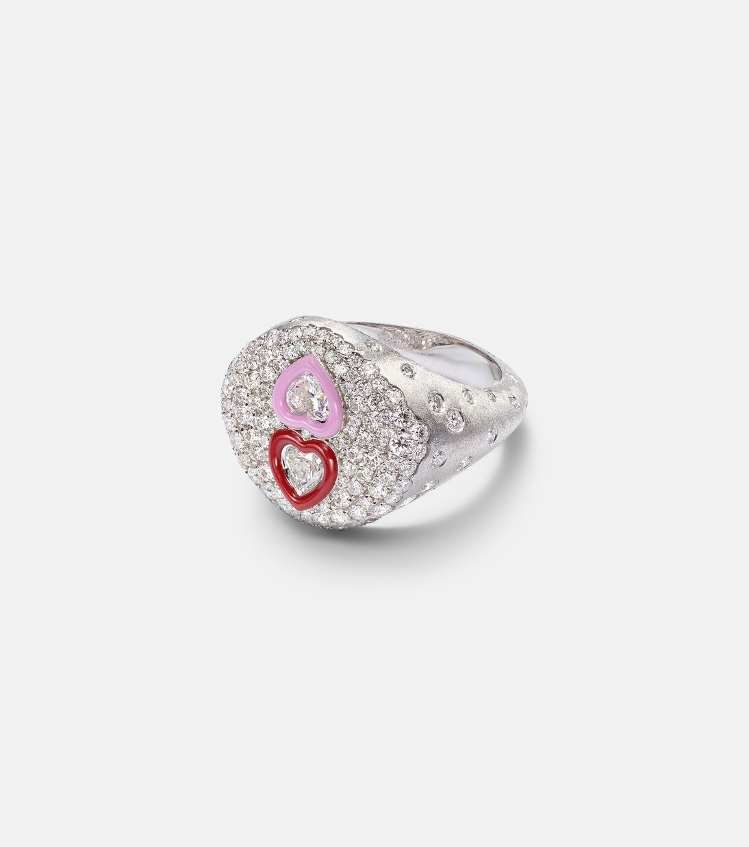 Bague en or blanc 18 ct, diamants et émail | Kamyen