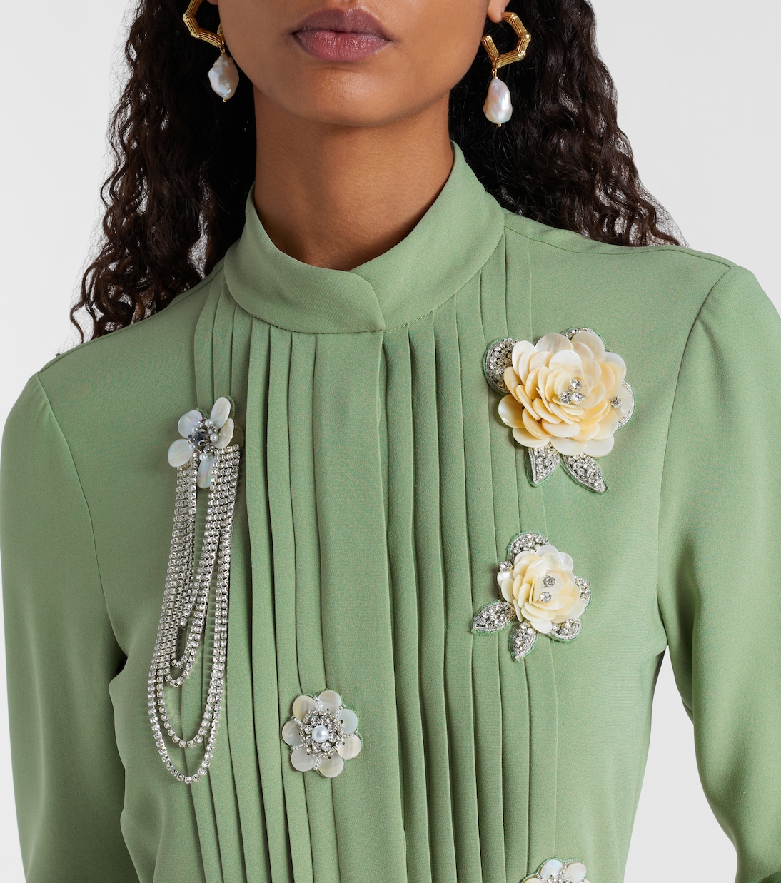 Embroidered silk-blend georgette gown | Oscar de la Renta