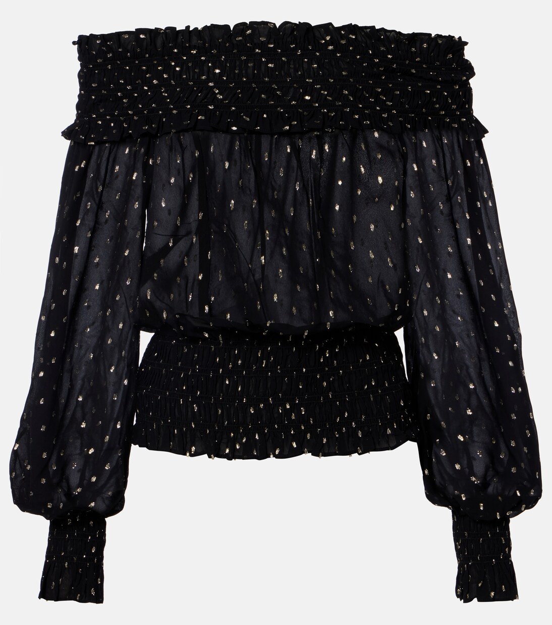 Top métallisé à encolure bardot | Self-Portrait