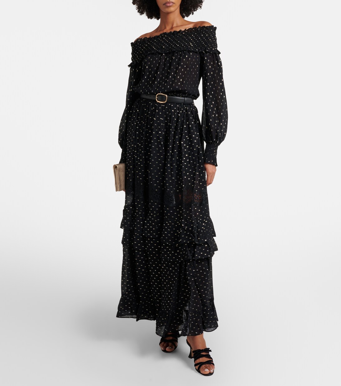 Top métallisé à encolure bardot | Self-Portrait