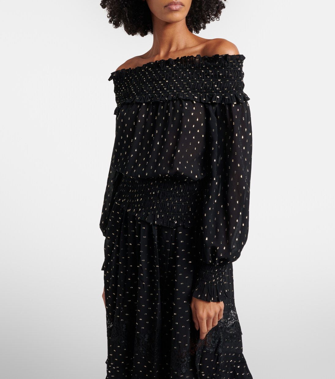 Top métallisé à encolure bardot | Self-Portrait