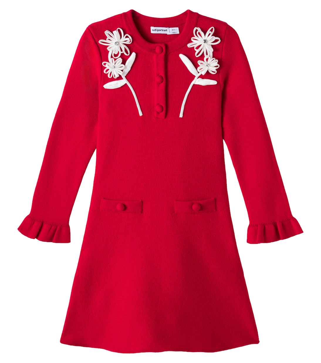 Floral-appliqué wool and cotton-blend dress | Self-Portrait Kids