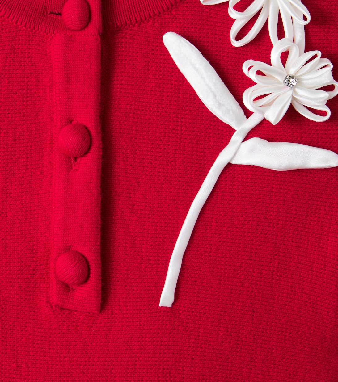 Floral-appliqué wool and cotton-blend dress | Self-Portrait Kids