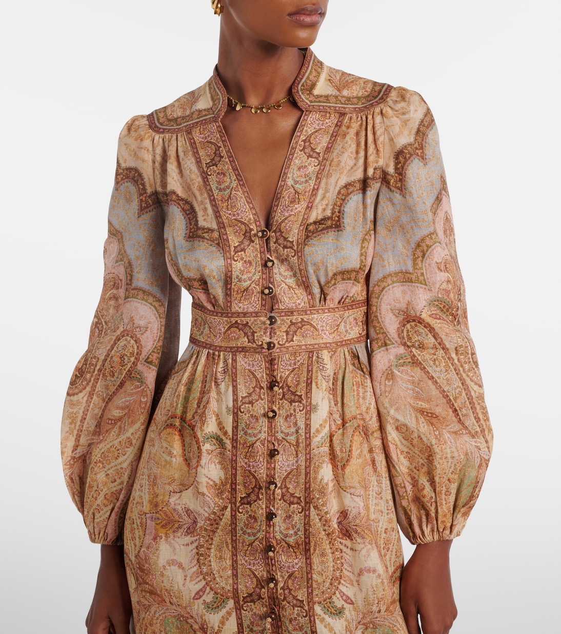 Robe chemise Wanderlust imprimée en lin | Zimmermann