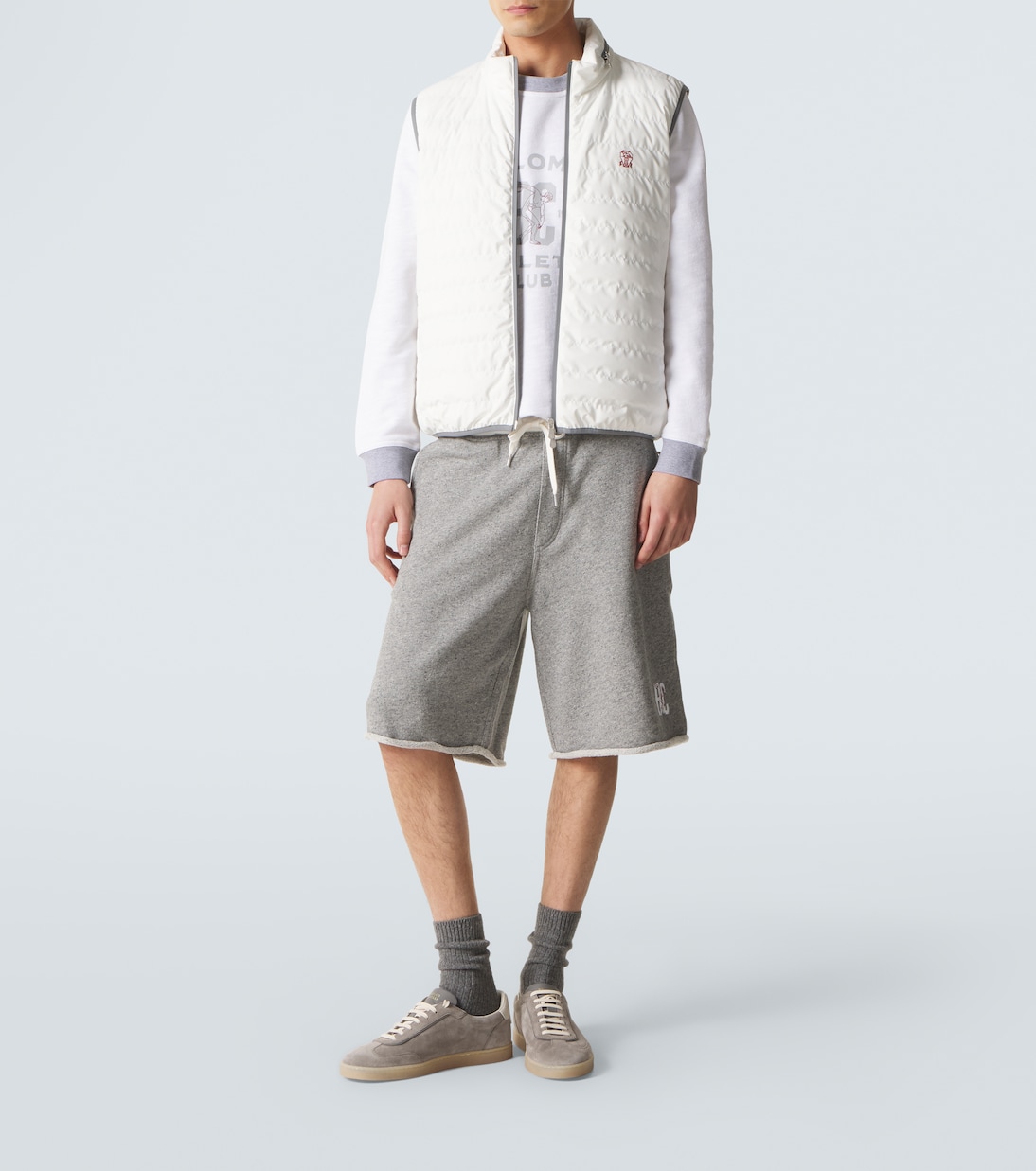 印花棉质与亚麻运动衫 | Brunello Cucinelli