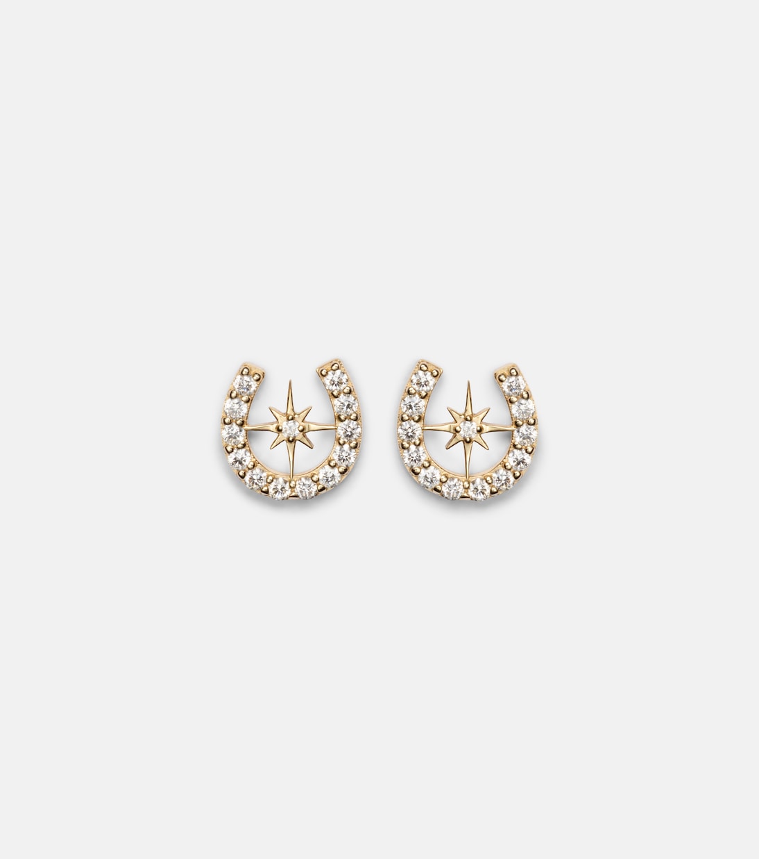 Horseshoe Starburst 14kt gold (585/1000) stud earrings with diamonds | Sydney Evan