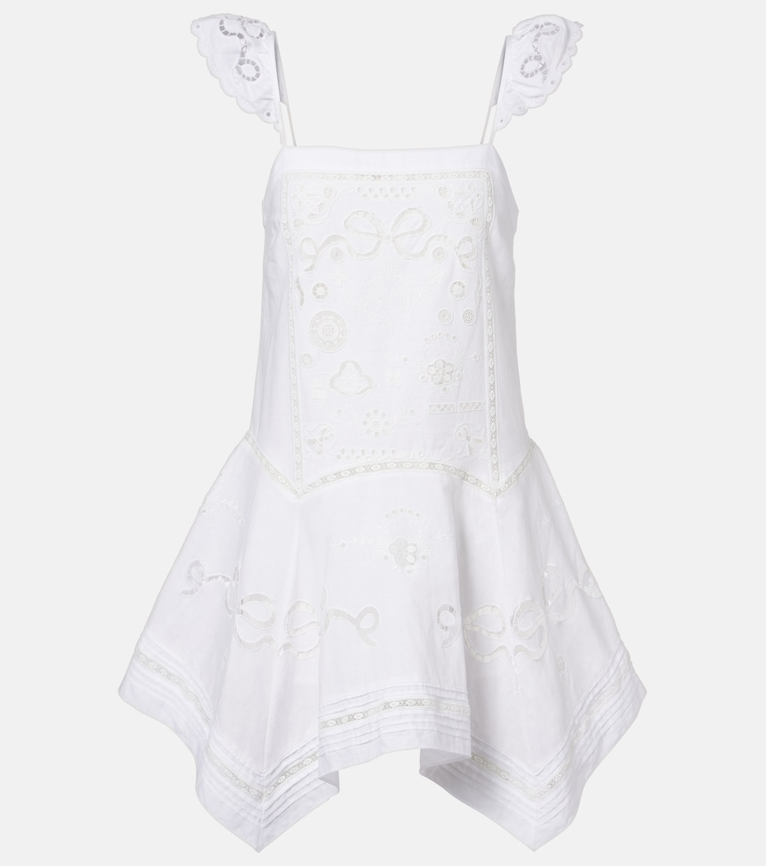 Embroidered linen and cotton poplin minidress | Self-Portrait