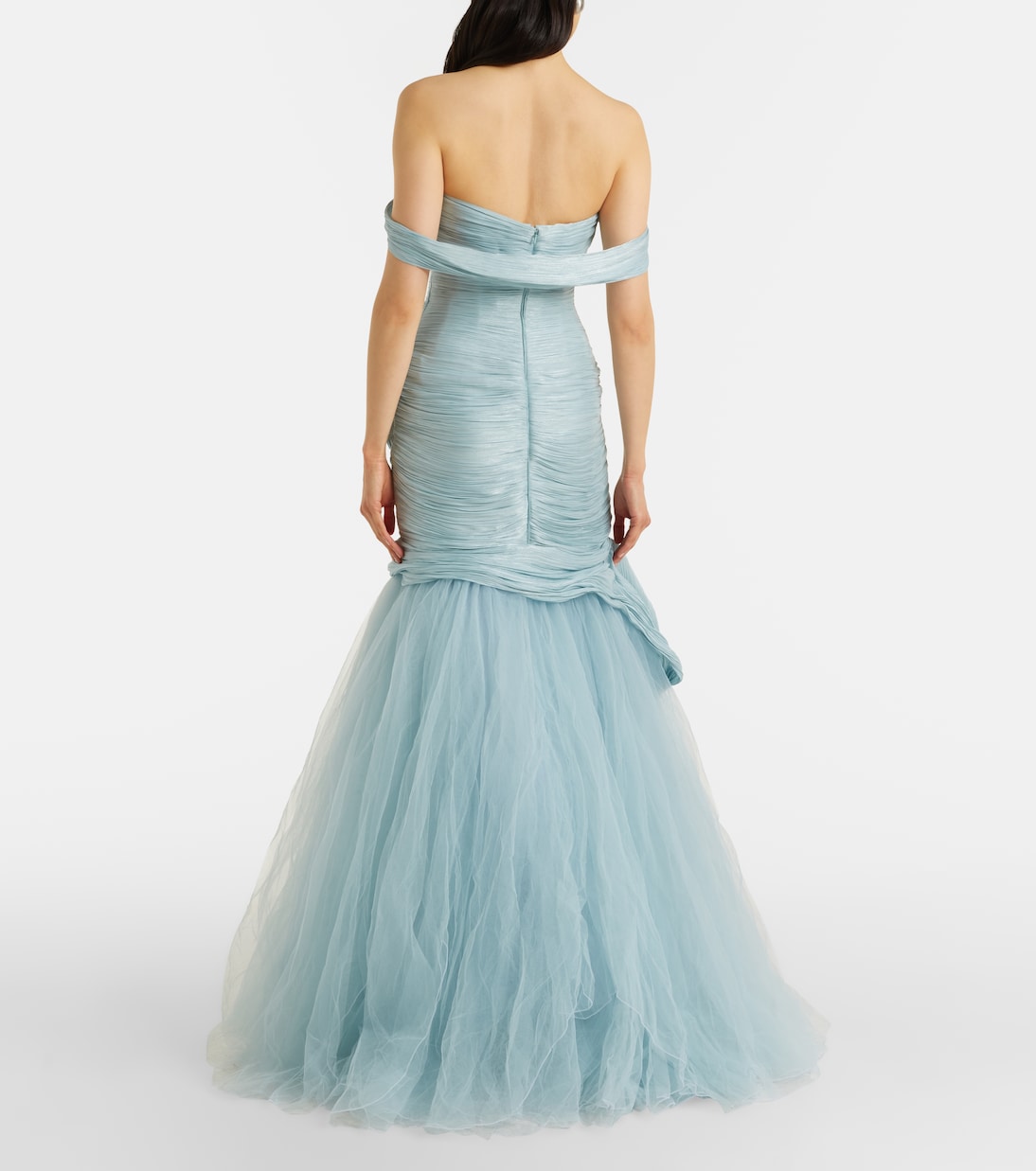 褶裥露肩紧身胸衣式长礼服 | Marmar Halim