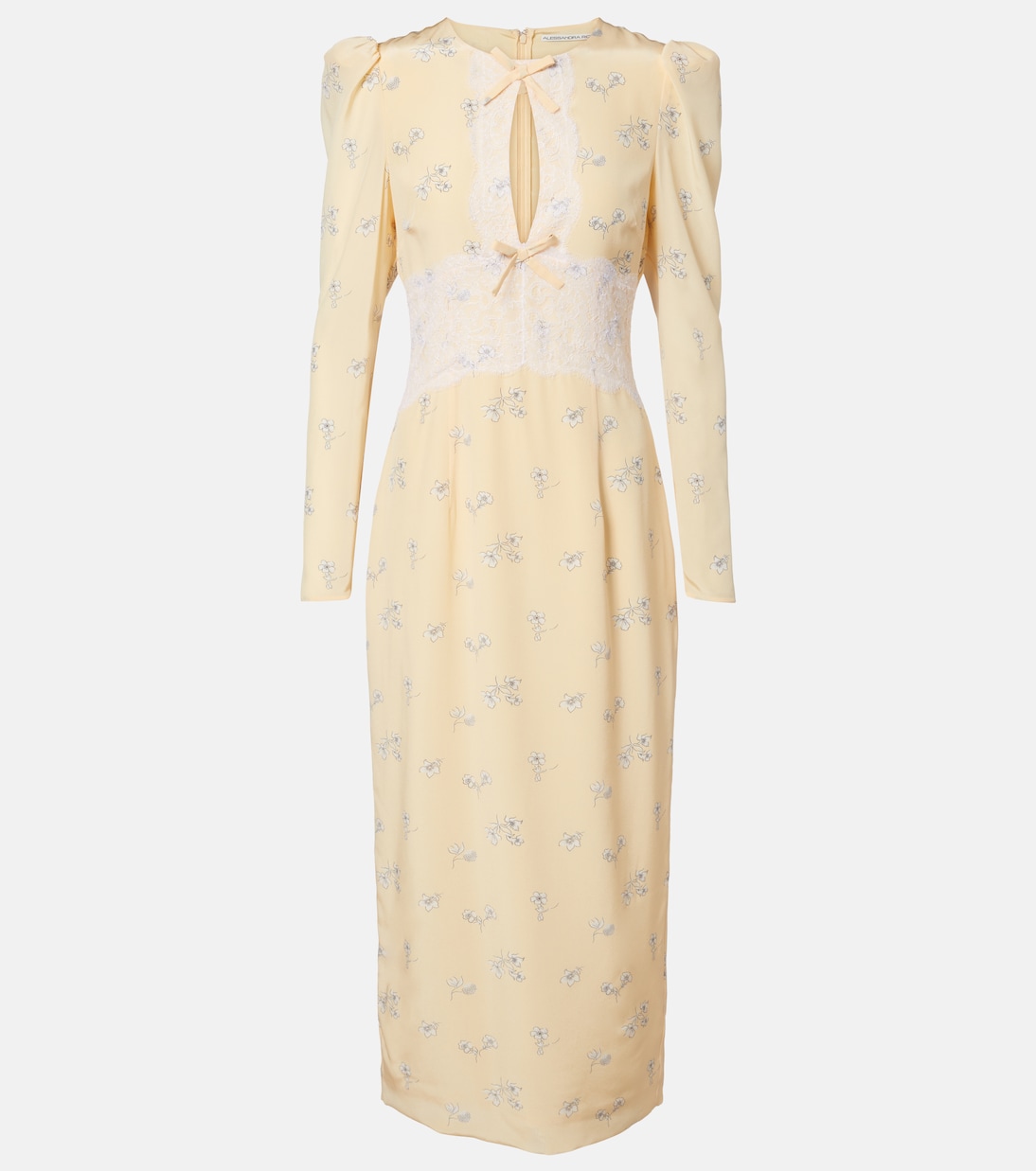 Lace-trimmed floral silk midi dress | Alessandra Rich